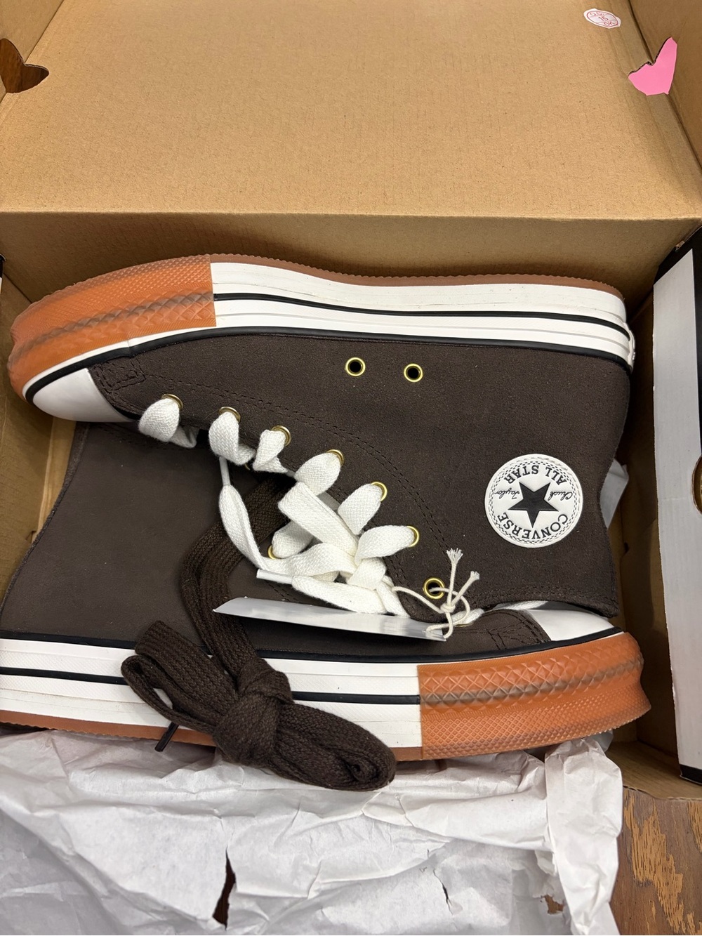 NEW Converse CTAS EVA Lift Hi Brown Platform Sneakers 7Y